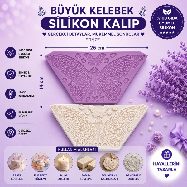 Silikon Kalıp Büyük Kelebek