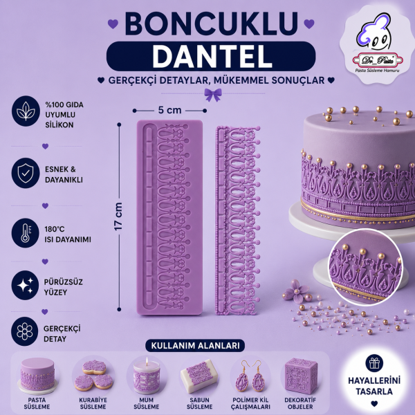 Silikon Kalıp Boncuklu Dantel