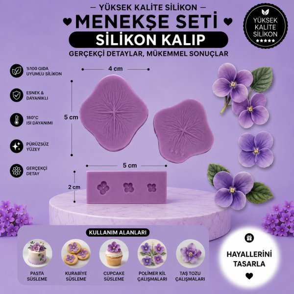 Silikon Kalıp Menekşe Seti