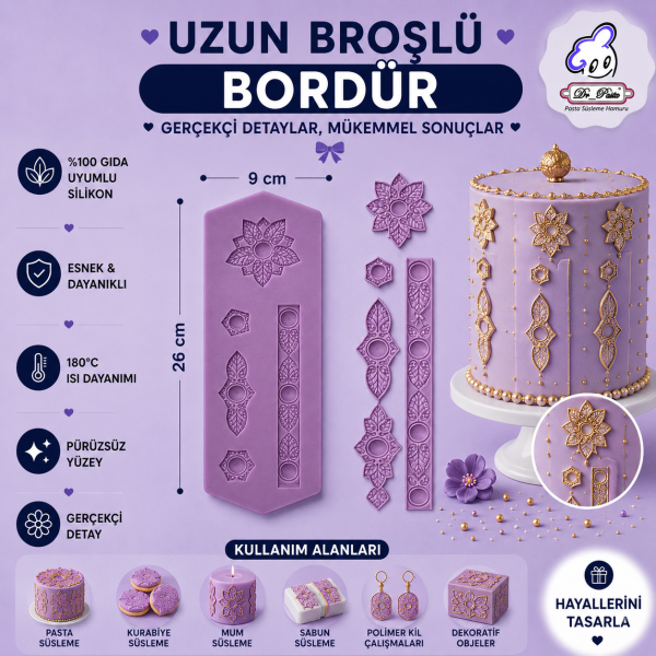 Silikon Kalıp Uzun Broşlü Bordür