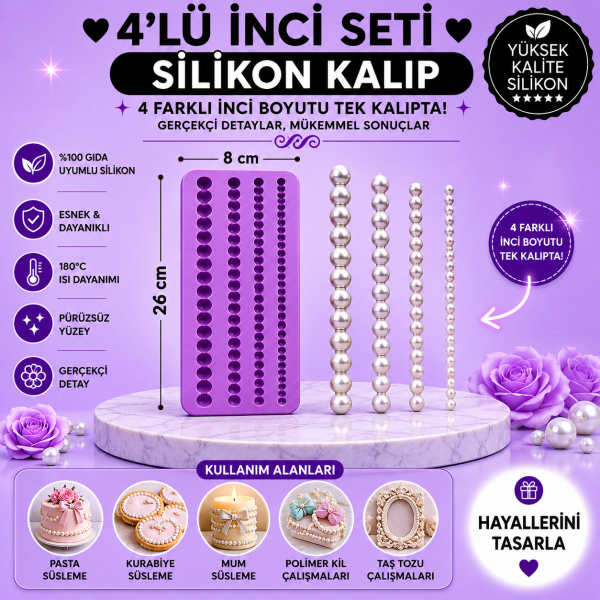 Silikon Kalıp 4'lü İnci Seti