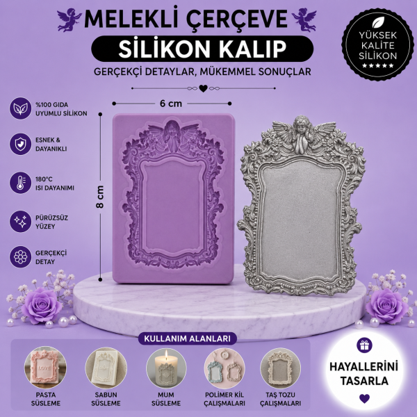 Silikon Kalıp Melekli Çerçeve