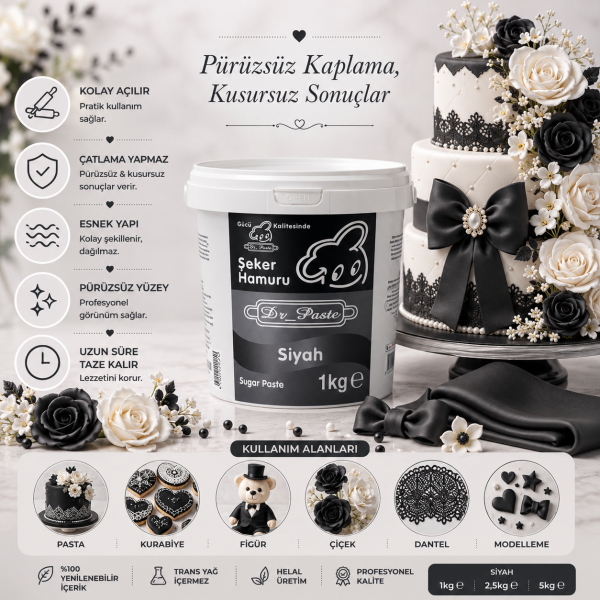 DR-Paste Şeker Hamuru Siyah 1KG