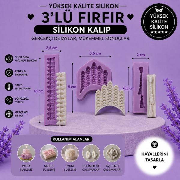 Silikon Kalıp 3'lü Fırfır