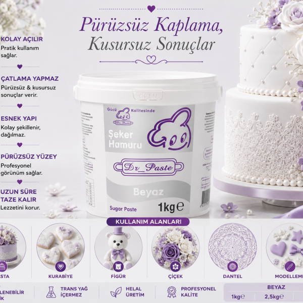 Dr-Paste Şeker Hamuru Beyaz 1KG