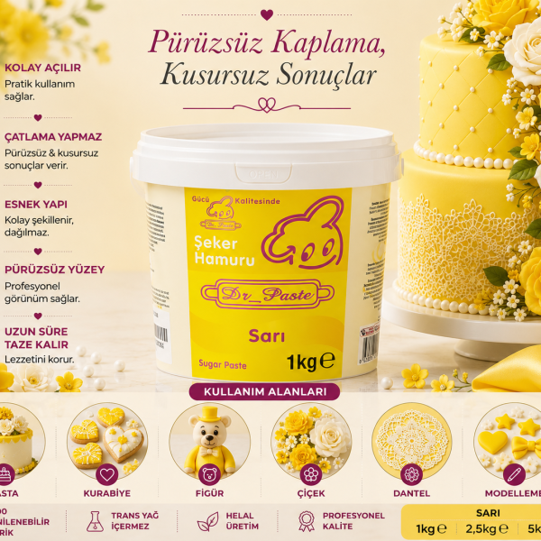 Dr-Paste Şeker Hamuru Sarı 1KG