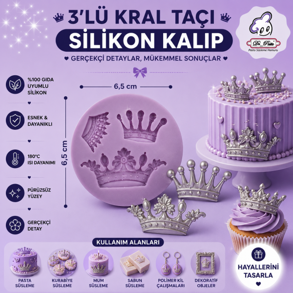 Silikon Kalıp 3'lü Kral Tacı