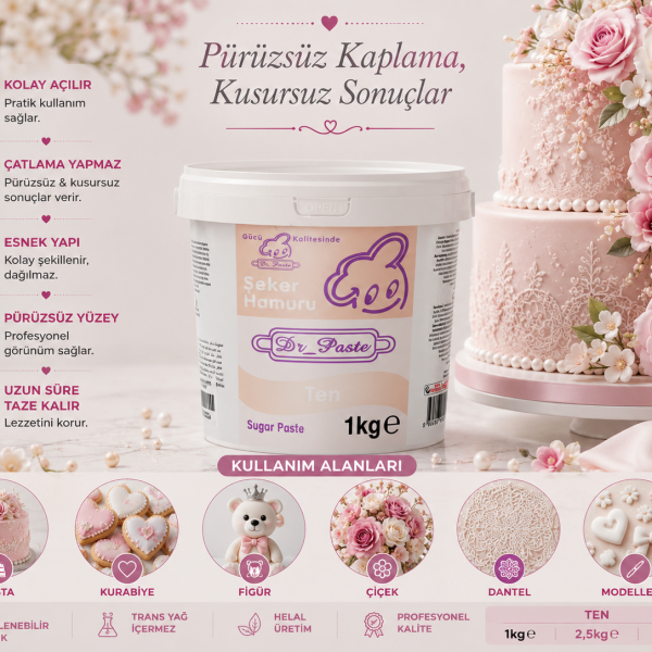 Dr-Paste Şeker Hamuru Ten Rengi 1KG