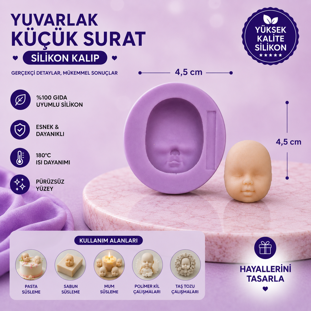 Silikon Kalıp Yuvarlak Küçük Surat