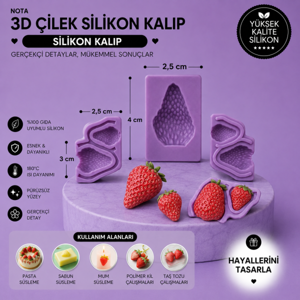 Silikon Kalıp 3D Çilek