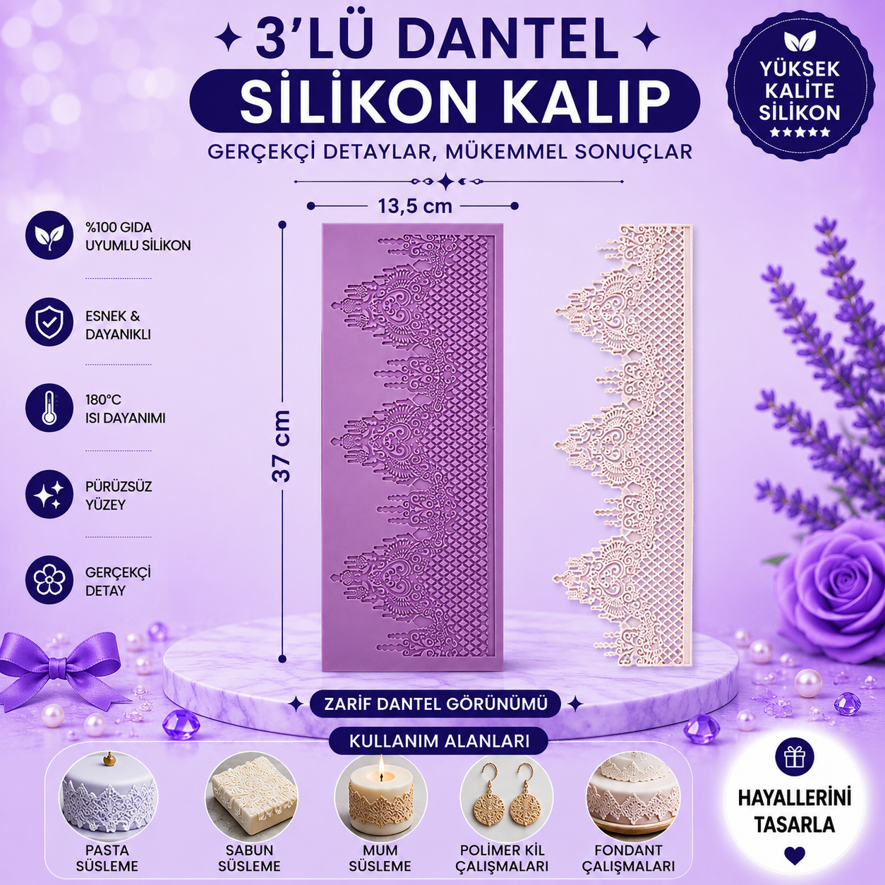 Silikon Kalıp 3'lü Dantel