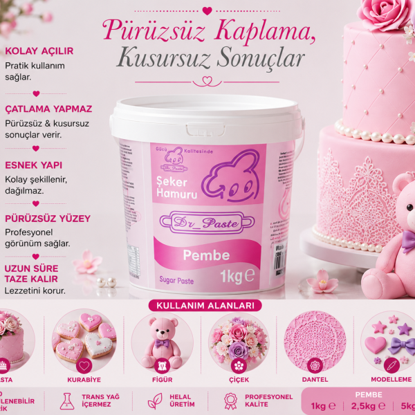 Dr-Paste Şeker Hamuru Pembe 1KG