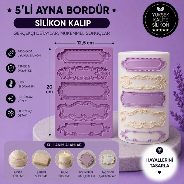 Silikon Kalıp 5'li Ayna Bordür