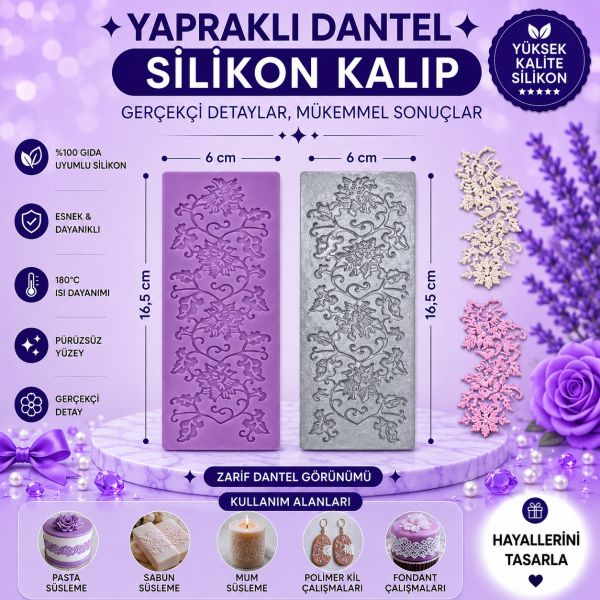 Silikon Kalıp Yapraklı Dantel