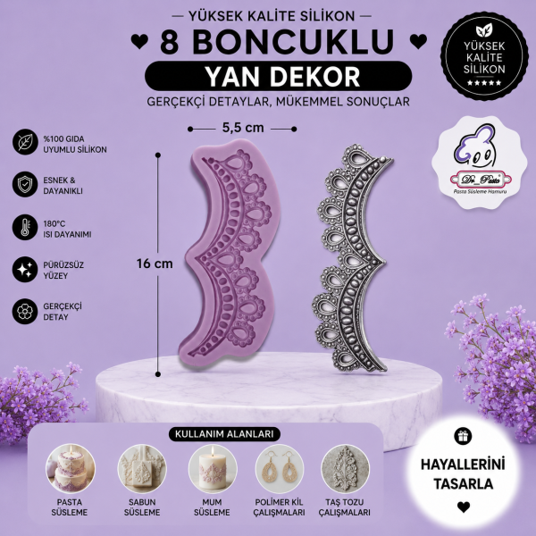 Silikon Kalıp 8 Boncuklu Yan Dekor