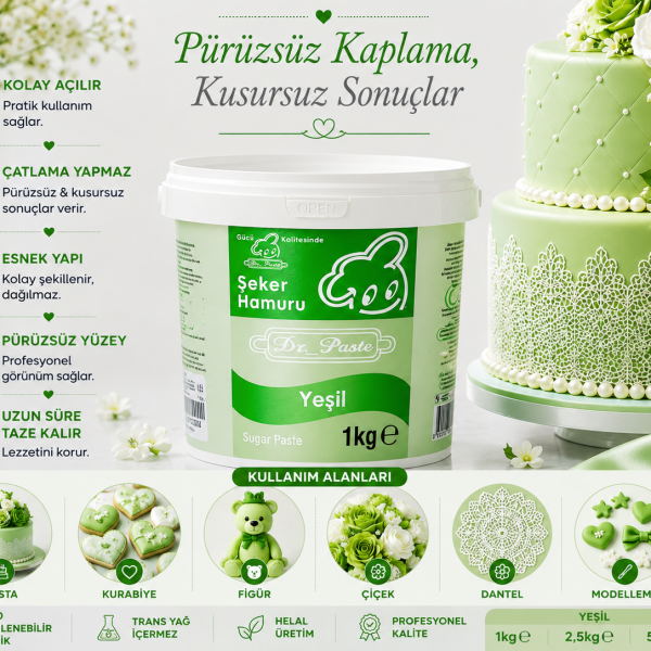 Dr-Paste Şeker Hamuru Yeşil 1KG