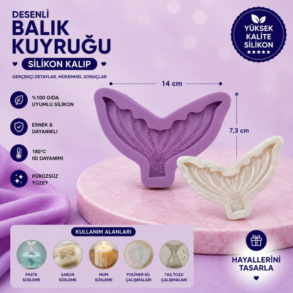 Silikon Kalıp Desenli Balık Kuyruğu