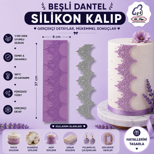 Silikon Kalıp Beşli Dantel