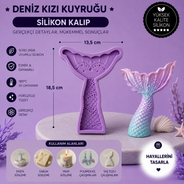 Silikon Kalıp Deniz Kızı Kuyruğu Büyük