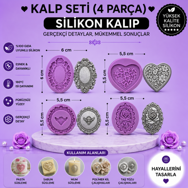 Silikon Kalıp Kalp Seti