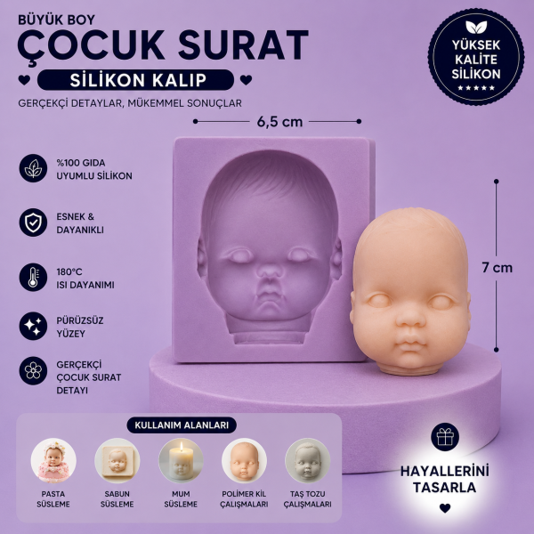 Silikon Kalıp Büyük Boy Çocuk Surat