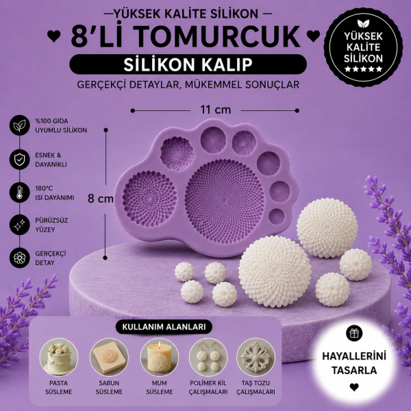 Silikon Kalıp 8'li Tomurcuk