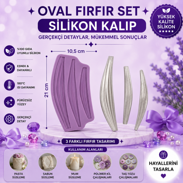 Silikon Kalıp Oval Fırfır Set
