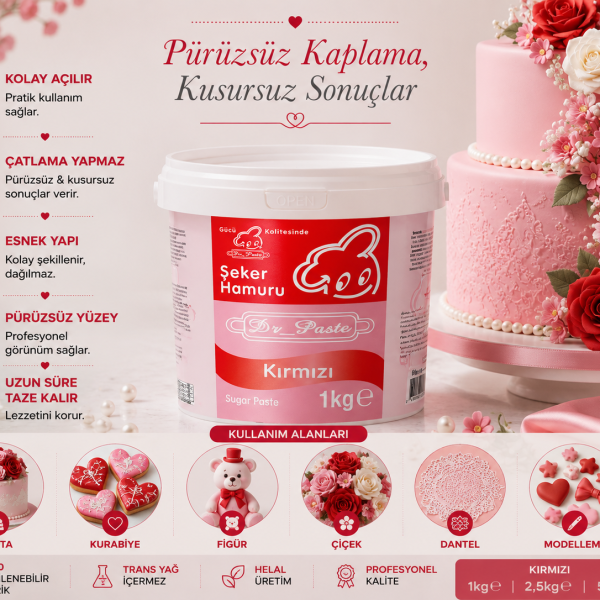 Dr-Paste Şeker Hamuru Kırmızı 1KG