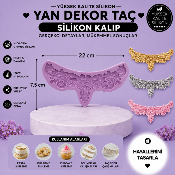 Silikon Kalıp Yan Dekor Taç