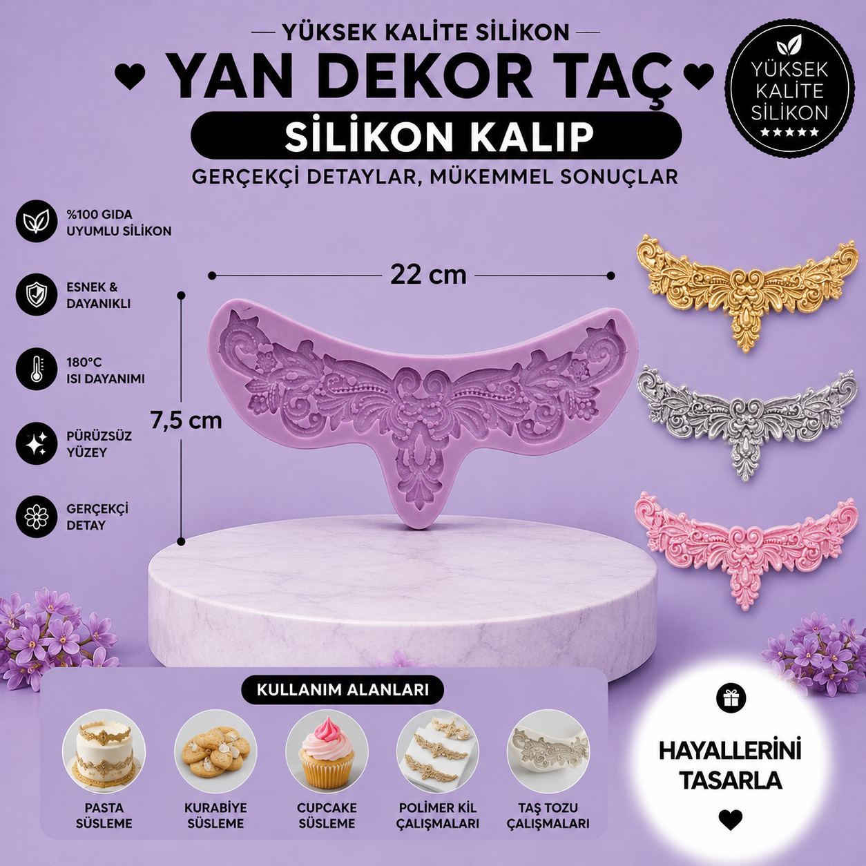 Silikon Kalıp Yan Dekor Taç