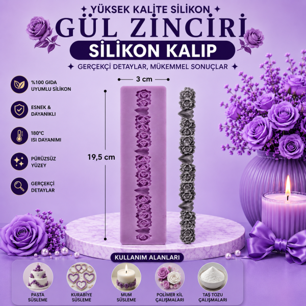 Silikon Kalıp Gül Zinciri