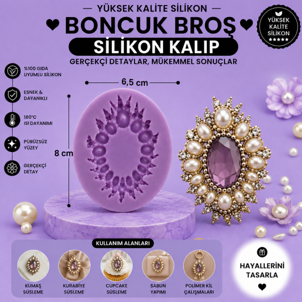Silikon Kalıp Boncuk Broş