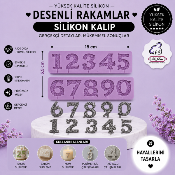 Silikon Kalıp Desenli Rakamlar