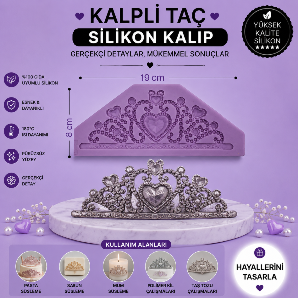 Silikon Kalıp Kalpli Taç