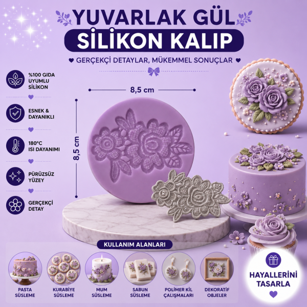 Silikon Kalıp Yuvarlak Gül
