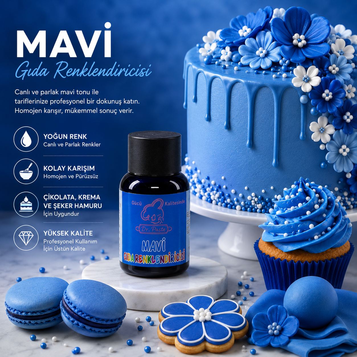 Dr-Paste Gıda Boyası Mavi 50 GR - Görsel 2