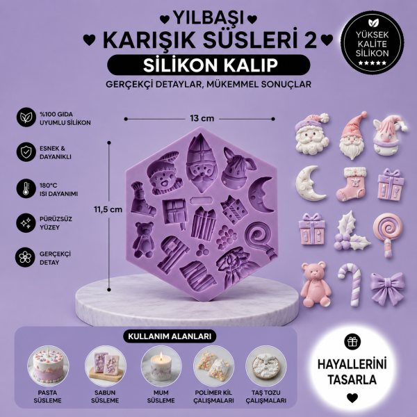 Silikon Kalıp Yılbaşı Karışık Süsleri 2