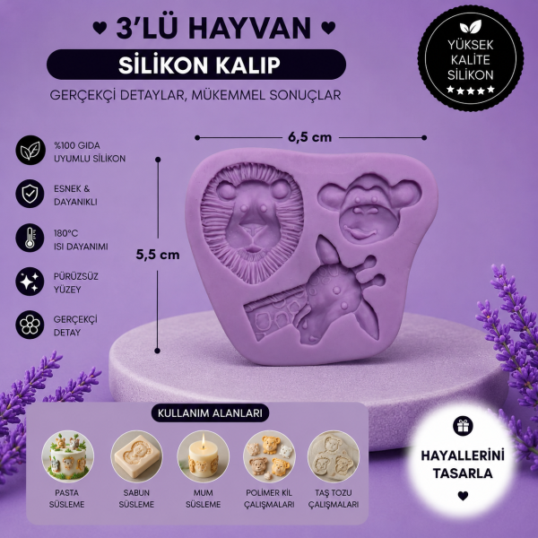 Silikon Kalıp 3'lü Hayvan