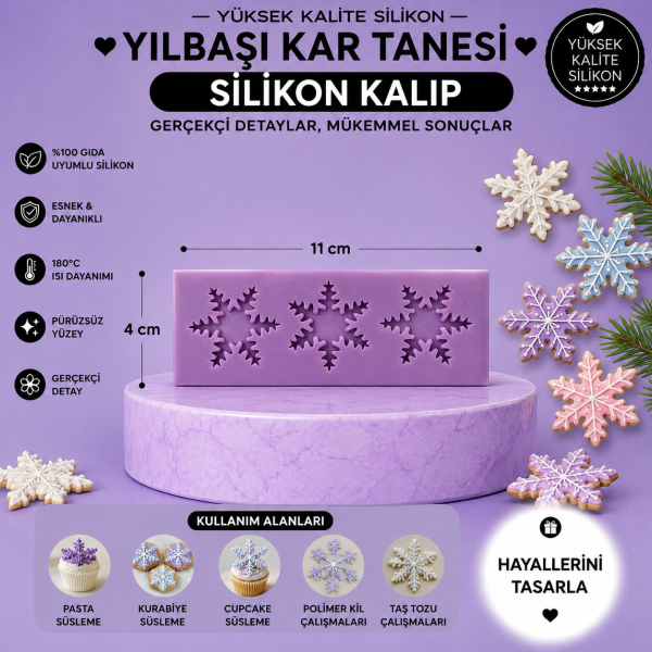 Silikon Kalıp Yılbaşı Kar Tanesi
