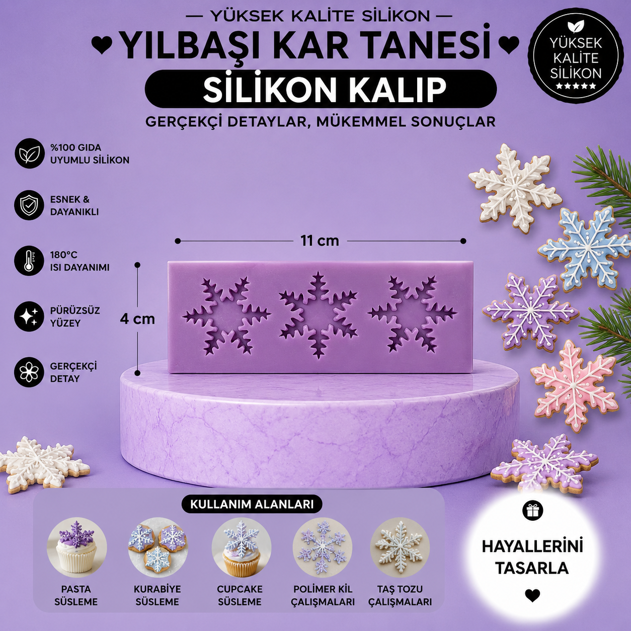 Silikon Kalıp Yılbaşı Kar Tanesi