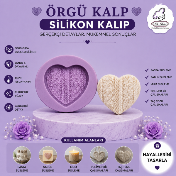 Silikon Kalıp Örgü Kalp