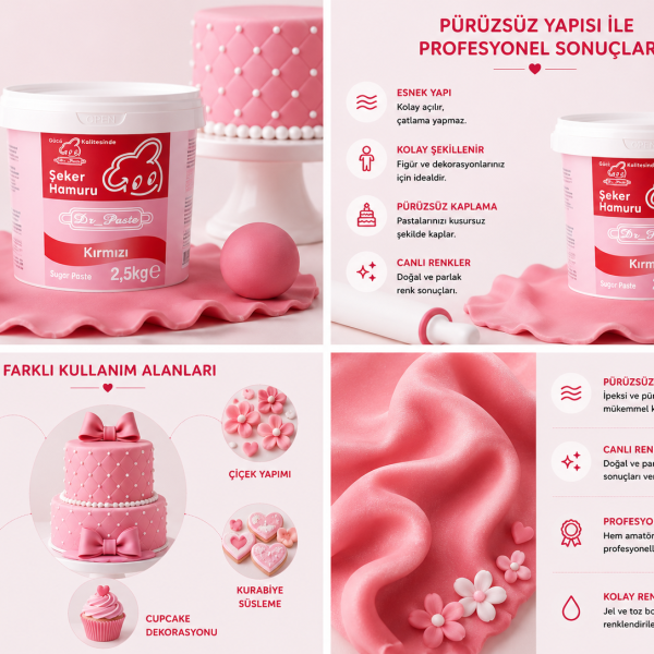 Alternative view of Dr-Paste Şeker Hamuru Kırmızı 2,5 KG