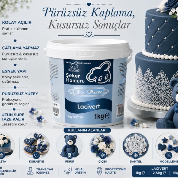 Dr-Paste Şeker Hamuru Lacivert 1 KG