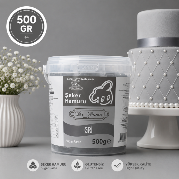 Dr-Paste Şeker Hamuru Gri 500 GR