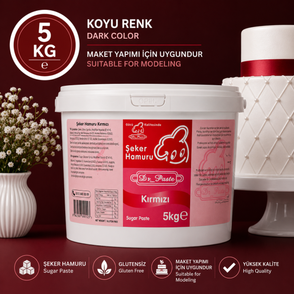 Dr-Paste Şeker Hamuru Koyu Kırmızı 5 KG